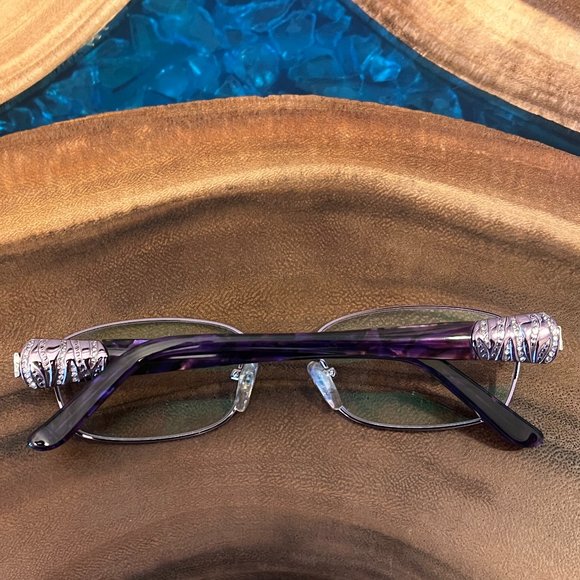 Lady M Collection AMELIA Eyeglasses Frame 51-17-135 Lilac with Rhinestones - Picture 9 of 11